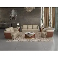 AEA Design Ledersofa Sofagarnitur 321 Sitzer Couchtisch 2x Beistelltisch Sofa