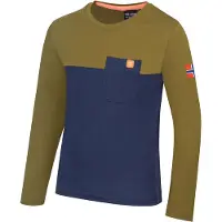 TROLLKIDS Kid's Bergen Longsleeve Maglia a manica lunga Bambini (116, olivia/blu)