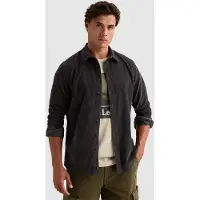 PME Legend Camicia 'Corduroy shirt with chest embroidery' grigio scuro