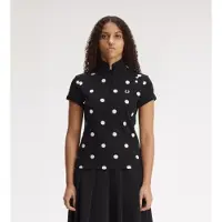 Fred perry per donna. SG3104 Polo a pois neri (12UK=40), Nero, Casual, Cotone, Manica corta