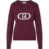 Liu Jo maglia con logo monogram e strass red aubergine