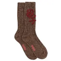 Essentiel Antwerp per donna. KLOVER Calzini Ricamati Klover marrone (OSFA), Beige, Casual, Homewear, Lana