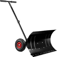 Wiltec Pala da neve con ruote 74 x 43 cm, pala da neve in acciaio, pala da neve resistente alla corrosione, strega da neve per lo sgombero della neve