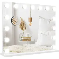 HOMCOM Specchio Hollywood con illuminazione regolabile Specchio da trucco con 15 LED