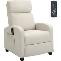 HOMCOM Poltrona Relax Reclinabile e Massaggiante a 8 Modalitš€ e 5 Intensitš€, Poggiapiedi e Telecomando, Crema