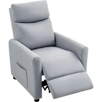 HOMCOM Poltrona Reclinabile 145¡ã max in Tessuto Effetto Lino, Schiuma, Acciaio e Legno, 73x86x100 cm, Grigio Chiaro