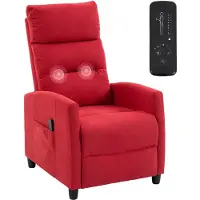 HOMCOM Poltrona Massaggiante e Reclinabile a 160¡ã con Poggiapiedi e Telecomando, 66x91x108 cm, in Ciniglia Rosso Vino