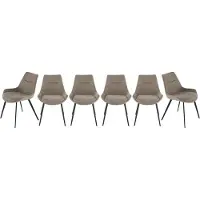 Signature - Set di 6 sedie in tessuto tortora L62 cm - COLOMBE