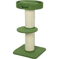 PawHut Tiragraffi per gatti piccolo 91 cm con cuccia e piattaforma in Lana, verde