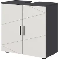 Kleankin Mobiletti sottolavello , mobiletto con vano porta e maniglia, colore grigio