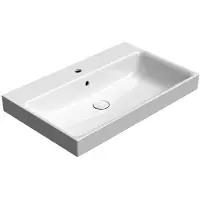Sapho GSI Nubes - Lavabo 80x50 cm, con sfioratore, foro per rubinetto, ExtraGlaze, bianco 9622111