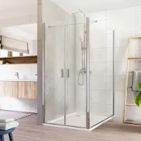 Sonstige Verlage Cabina doccia Mereo, Lima, rettangolo, doppia anta, volante, 110x120 cm, cromo ALU, vetro Clear - CK88543K