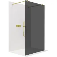 CERANO - Box doccia Walk-in Onyx Duo L/P - 8 mm - montante arrotondato - finitura dorata, vetro grafite - 100x200 cm