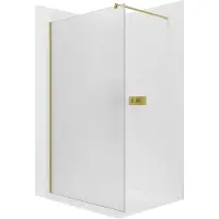 CERANO - Box doccia Walk-in Onyx Round L/P - 8 mm - montante rotondo - dorato, vetro smerigliato - 160x200 cm