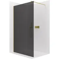 CERANO - Box doccia Walk-in Onyx Round L/P - 8 mm - montante rotondo - dorato, vetro grafite - 50x200 cm