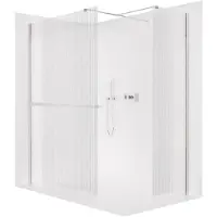 CERANO Pannello doccia angolare Walk-in Onyx T L/P - 8 mm - montante quadrato + ripiano/portasciugamani - cromato, vetro smerigliato - 100x60x200 cm
