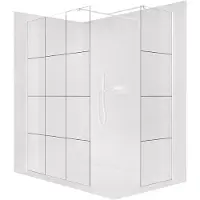 CERANO Pannello doccia angolare Walk-in Onyx T L/P - 8 mm - montante quadrato - bianco opaco, vetro industriale - 140x90x200 cm