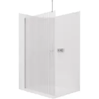 CERANO Pannello doccia angolare Walk-in Onyx Top Round, 8 mm, montaggio a sinistra/destra, colonna rotonda, cromo, vetro smerigliato, 160x200 cm