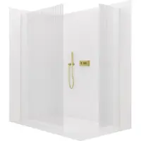 CERANO - Box doccia Walk-in Crystal T L/P - 8 mm - sistema senza montanti - dorato, vetro rigato - 120x100x200 cm