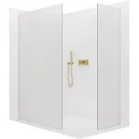 CERANO - Box doccia Walk-in Crystal T L/P - 8 mm - sistema senza montanti - dorato, vetro smerigliato - 120x70x200 cm