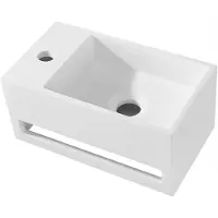 CERANO Lavabo in marmo composito Filo, sospeso, lato sinistro - bianco opaco - 35,5x20 cm