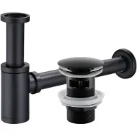 CERANO - Sifone per lavabo - ottone - DN32 mm con scarico click-clack e troppopieno - nero