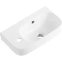 CERANO - Lavabo in Vetroceramica - da appendere - Arco - versione sinistra - bianco lucido - 45x25,5 cm