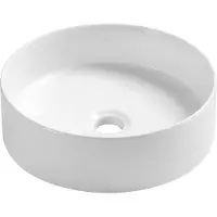 CERANO Lavabo in Vetroceramica Pinto, da appoggio, bianco lucido, diametro 35,2 cm