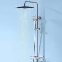 Sonstiges Kit completo per miscelatore termostatico e doccia, con soffione a pioggia 25x25 cm, doccetta manuale, acciaio inossidabile, finitura cromata