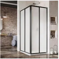 Ravak Cabina doccia con ingresso angolare Supernova 90 x 90 cm colore telaio nero vetro decoro perla 14V703O211S
