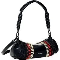Desigual , Borsa trapuntata media, Donna, Poliuretano, Nero, U
