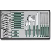 Victorinox Swiss Modern 6.9096.11W43.24, set di posate da 24 pezzi con coltello da pomodoro, verde