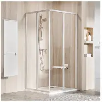 Ravak Cabina doccia con ingresso angolare Supernova 80 x 80 cm colore telaio argento decoro vetro trasparente 14V40UO2Z1S