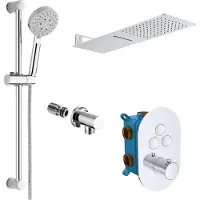 Sonstige Verlage Set doccia Mereo con miscelatore da incasso - 3 vie - copertura ovale - CB60157TB3