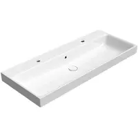 GSI Nubes - Lavabo 120x50 cm, con sfioratore, 2 fori per rubinetto, ExtraGlaze, bianco 9624211