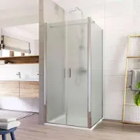 Sonstige Verlage Cabina doccia Mereo, Lima, quadrata, doppia anta, volante, 100x100 cm, cromo ALU, vetro Point - CK86532K