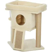 PawHut Tiragraffi 57 cm - Tiragraffi piccolo con cuccia e piattaforma di riposo - Beige