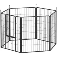 PawHut Recinto per cuccioli , altezza 100 cm, 6 elementi. Recinto fai da te per cani, acciaio, grigio