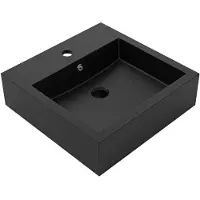 CERANO - Lavabo in marmo colato Esme - con troppopieno - nero opaco - 45x45 cm