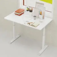 StarTech.com Scrivania regolabile in altezza - Tavolo da lavoro - 60 x 100 cm - Adatto a bambini e adulti - Struttura in metallo e legno - Supporto a doppia colonna - Bianco