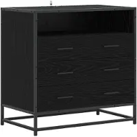 vidaXL Mobiletto con cassetti, 3 cassetti, nero, effetto legno di quercia