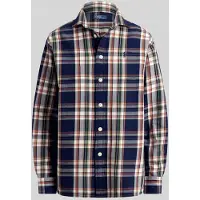 Ralph Lauren per donna. 211971515502 Camicia di cotone a quadri blu navy (M), Casual, Manica lunga