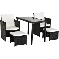Outsunny Set da giardino , divano e poltrone in rattan sintetico, composto da 11 pezzi, colore nero e beige