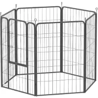 PawHut , recinto per cuccioli a 6 lati, con 6 pannelli a griglia, porta flessibile