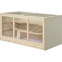 PawHut Gabbia per criceti , gabbia per roditori, gabbia per piccoli animali in legno, gabbia per piccoli animali in legno naturale