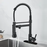 HOMEDE SkyPanda: Miscelatore da cucina nero con doccetta estraibile a 360°
