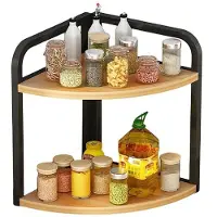 Merkloos Eckiera per erbe aromatiche - Organizzatore in legno e ferro per la cucina