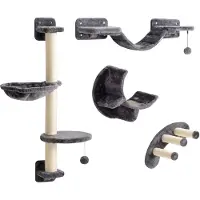 PawHut Parete da arrampicata per gatti, set da 4 pezzi con amaca