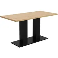 OKWISH Tavolo da pranzo allungabile rettangolare con piano rinforzato e doppi montanti, stile semplice, per sala da pranzo e cucina, finitura naturale