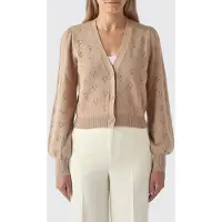 Twinset Cardigan traforato in cotone e cachemire con stampa a cuori e scollo a V